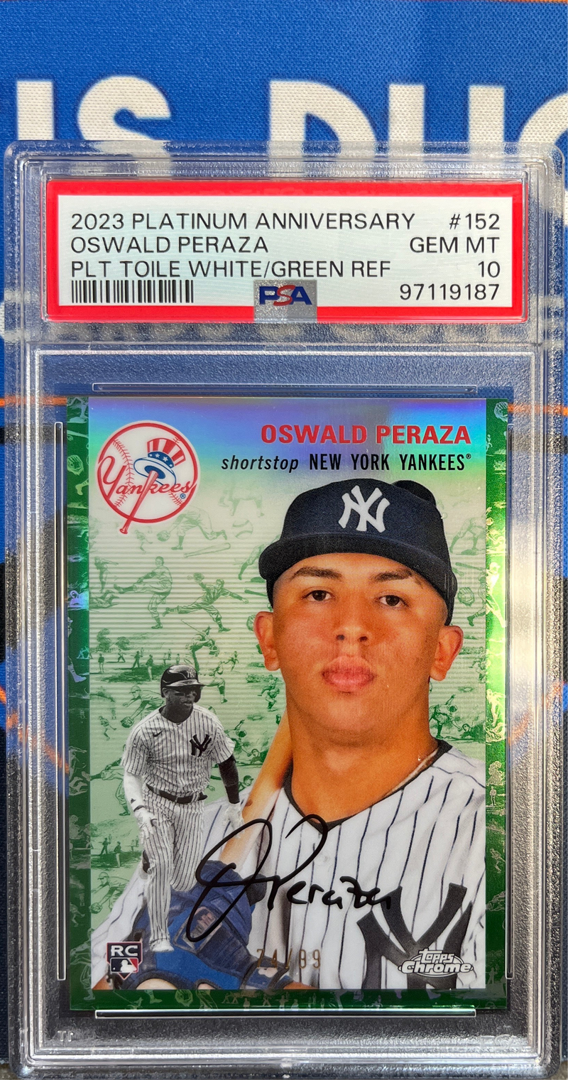 2023 Platinum Anniversary Oswald Peraza Toile White/Green Ref PSA 10