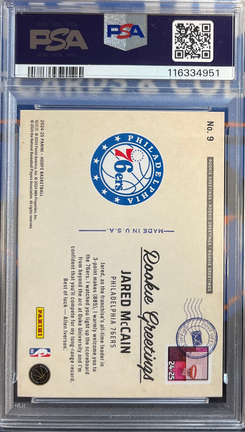 2024 Hoops Jared McCain Rookie Greetings PSA 9
