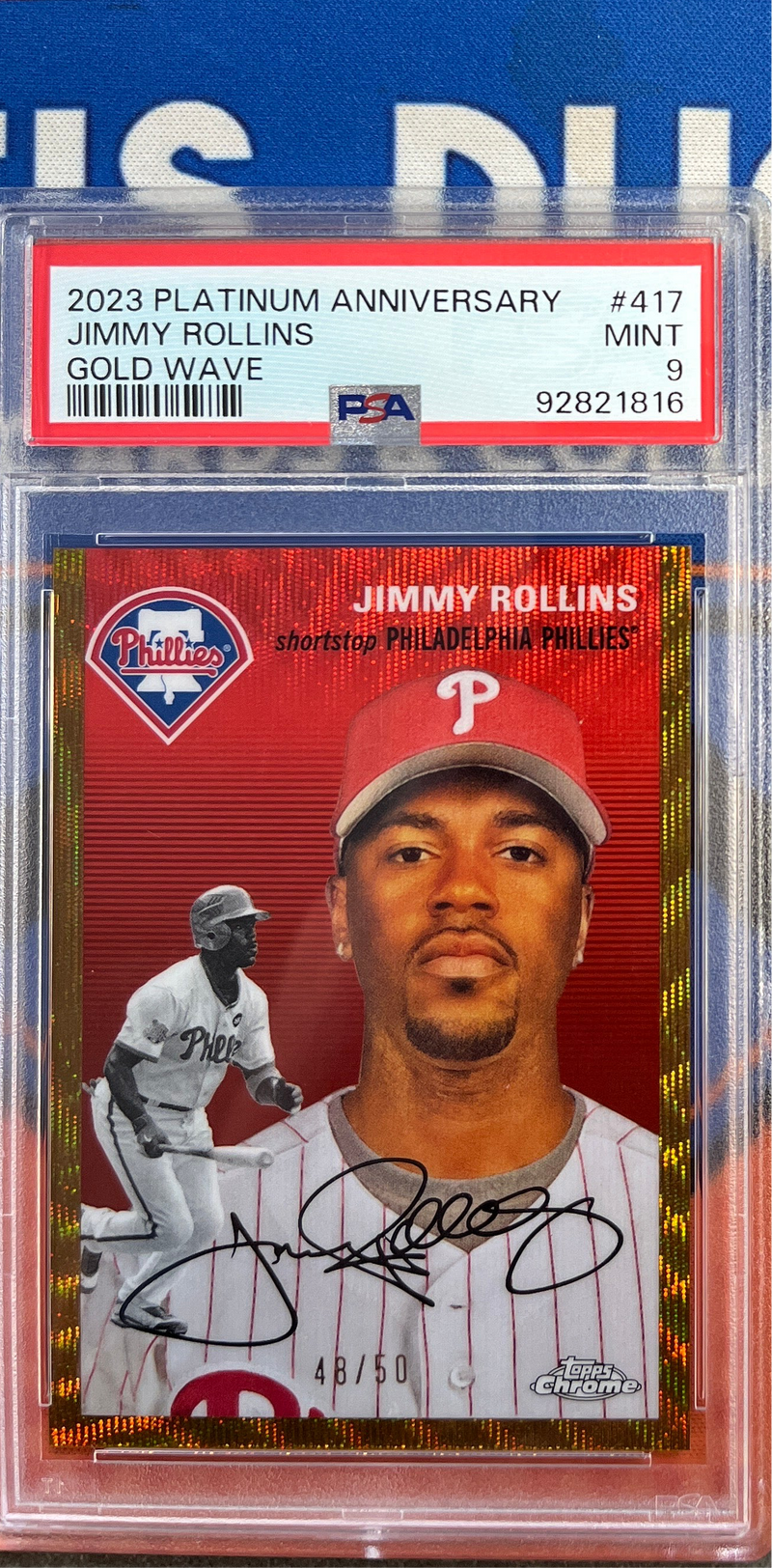 2023 Platinum Anniversary Jimmy Rollins Gold Wave PSA 10