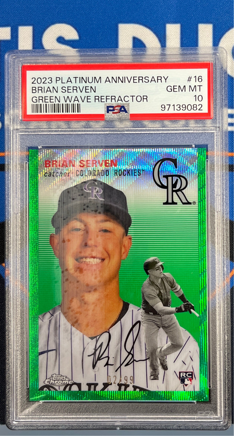 2023 Platinum Anniversary Brian Serven Green Wave Refractor PSA 10