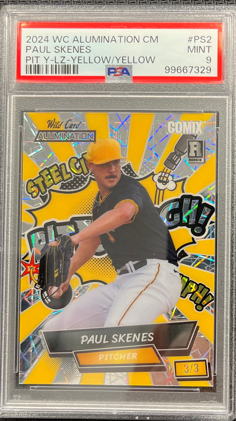 2024 Wild Card Alumination Comix Paul Skenes /3 Yellow/Yellow PSA 9