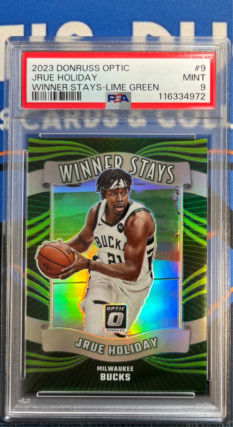 2023 Donruss Optic Jrue Holiday Winner Stays Lime Green PSA 9