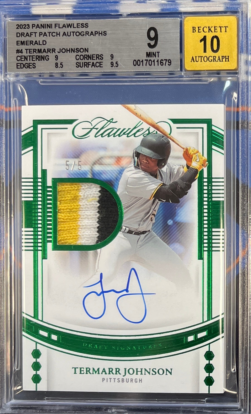 2023 Panini Flawless Draft Patch Autos Termarr Johnson Emerald BGS 9