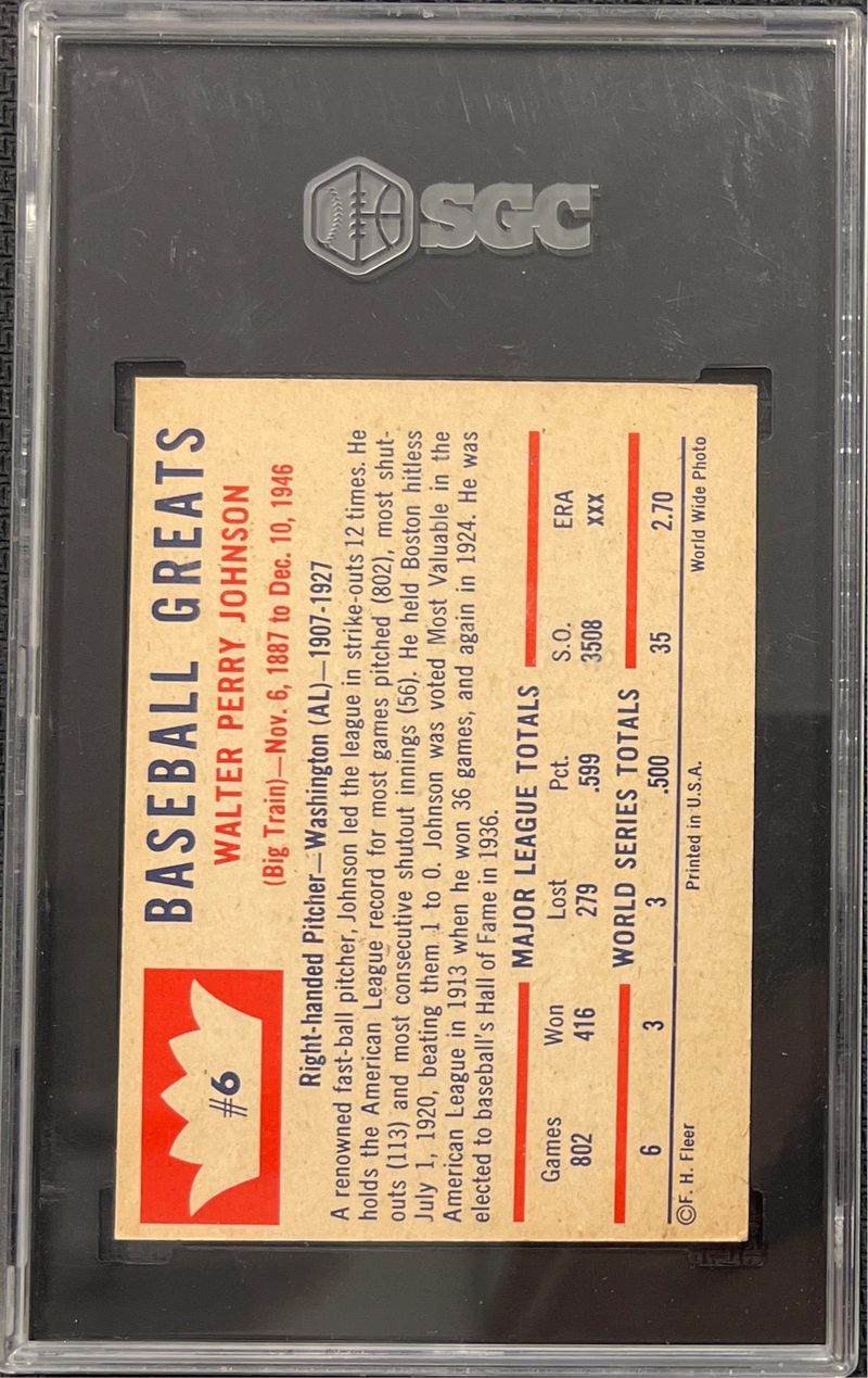 1960 Fleer Walter Johnson SGC Authentic