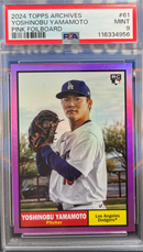 2024 Topps Archives Yoshinobu Yamamoto Pink Foilboard PSA 9