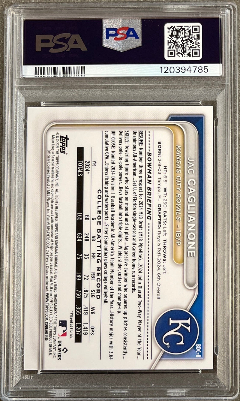 2024 Bowman Draft Jac Caglianone Chome PSA 9