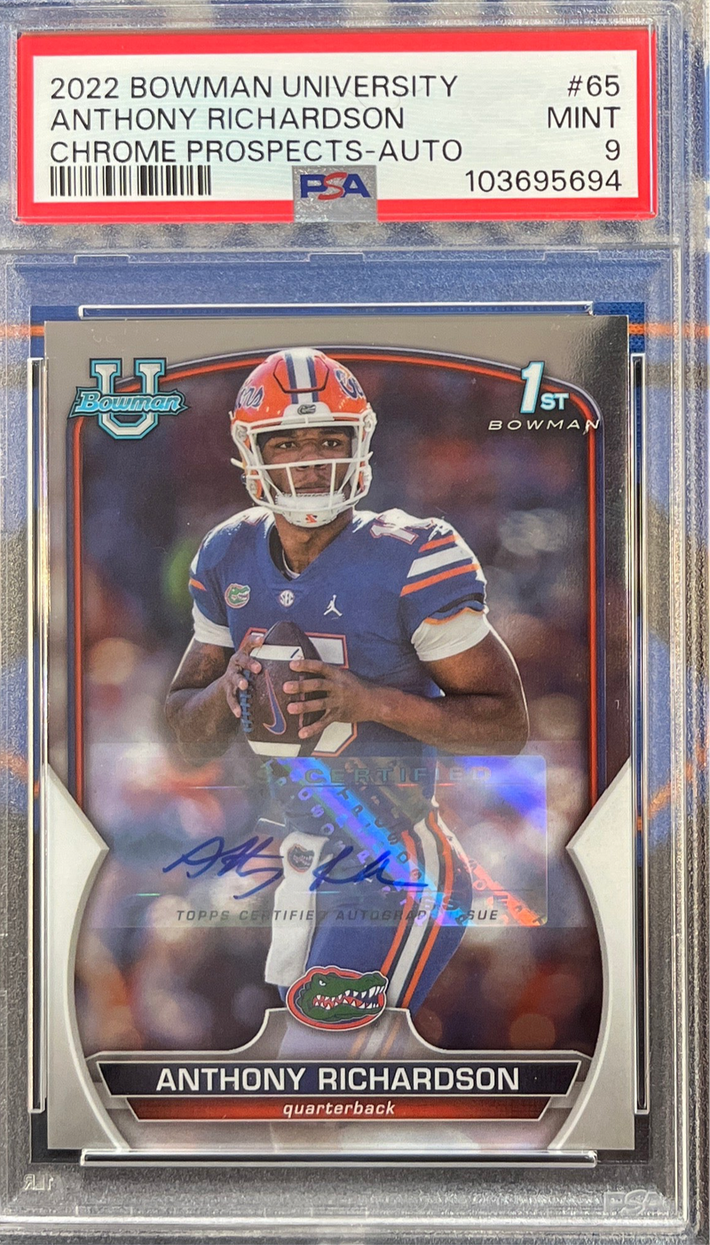 2022 Bowman U Anthony Richardson Chrome Prospects-Auto PSA 9