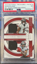 2023 National Treasures White/Evans NFL Gear Combo Material PSA 7