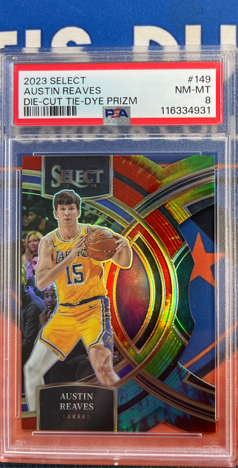 2023 Select Austin Reaves Die Cut Tie Dye Prizm PSA 8