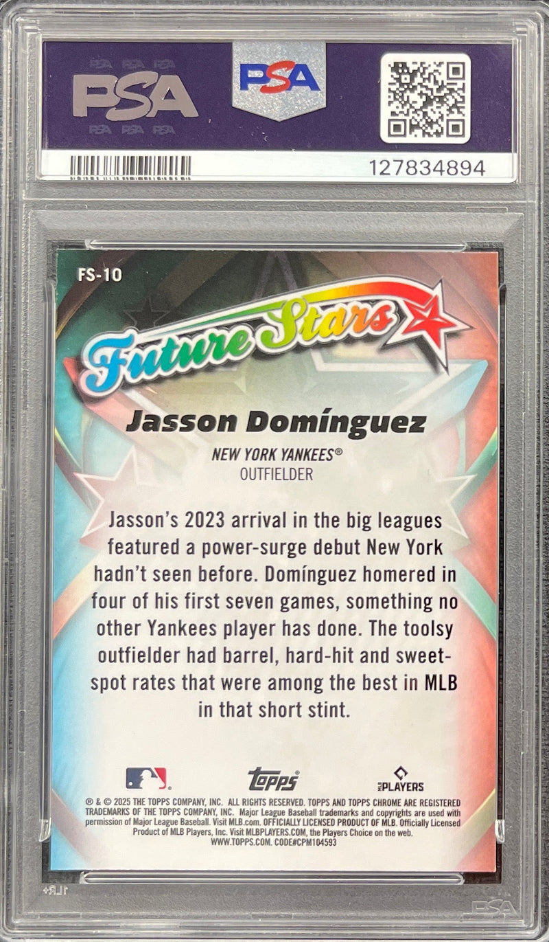 2025 Topps Chrome Jasson Dominguez Future Stars PSA 10