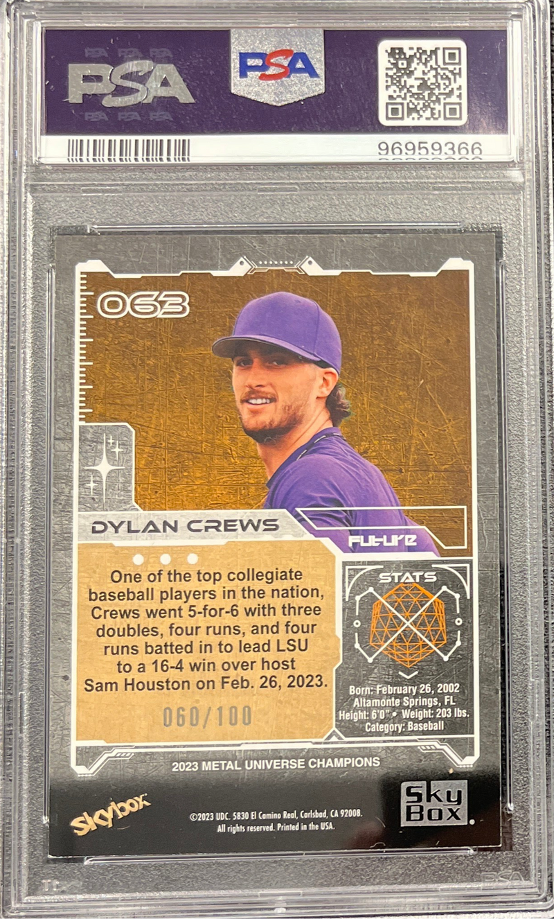 2023 Metal Universe Champ Dylan Crews Red PMG PSA 7