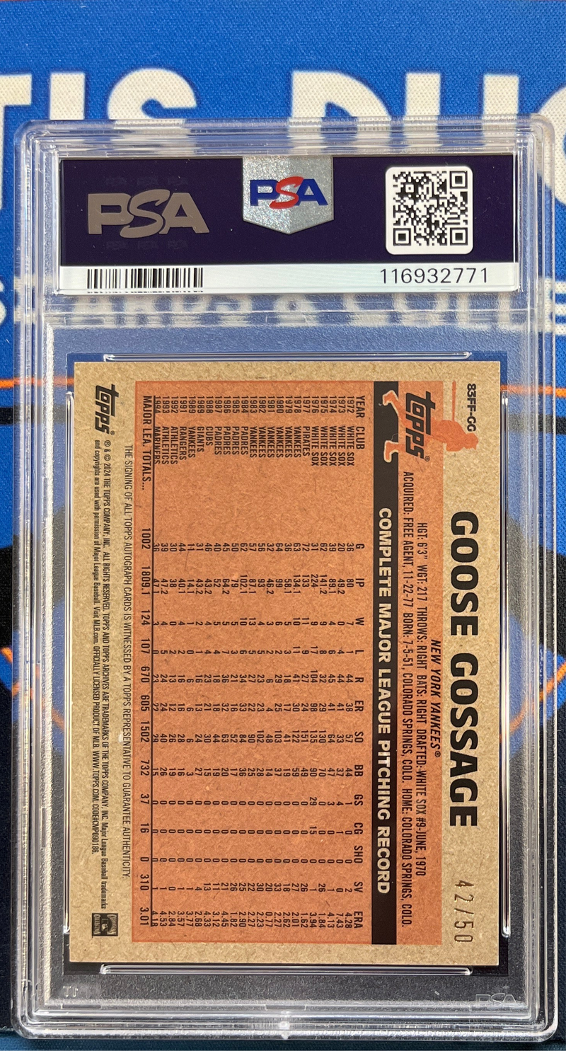 2024 Archives Goose Gossage Fan Favorites Auto-Gold-Foil PSA 7