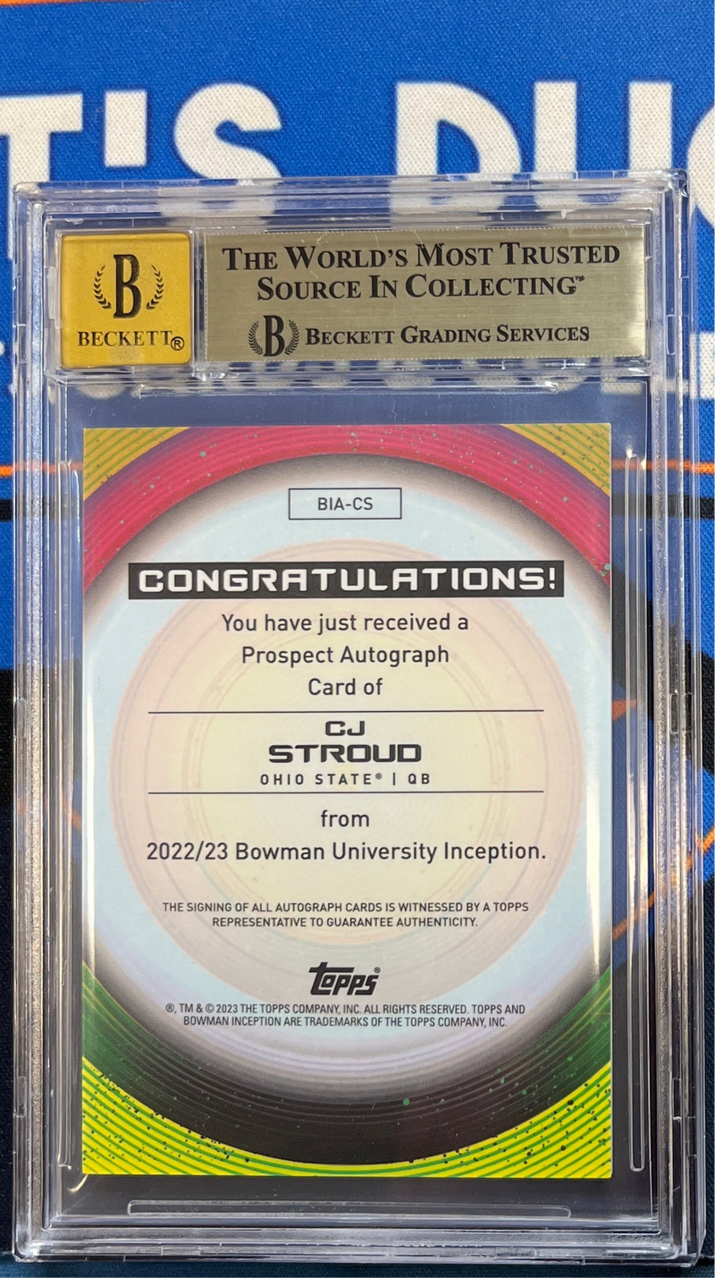2022-23 Bowman Inception University Autographs C.J. Stroud BGS 10 Auto 10