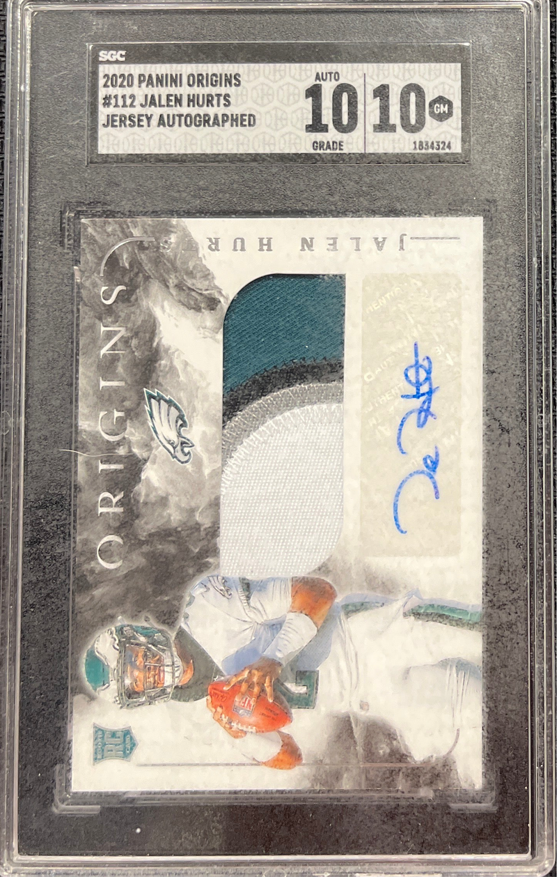 2020 Panini Origins Jalen Hurts Jersey Autographed SGC 10 Auto 10