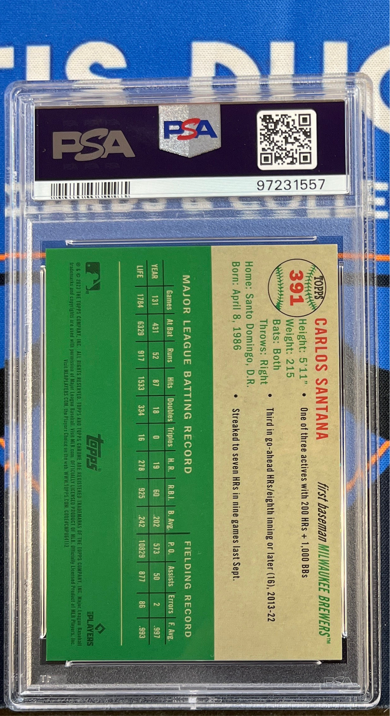 2023 Platinum Anniversary Carlos Santana Blue Mini Diamond Refractor PSA 9