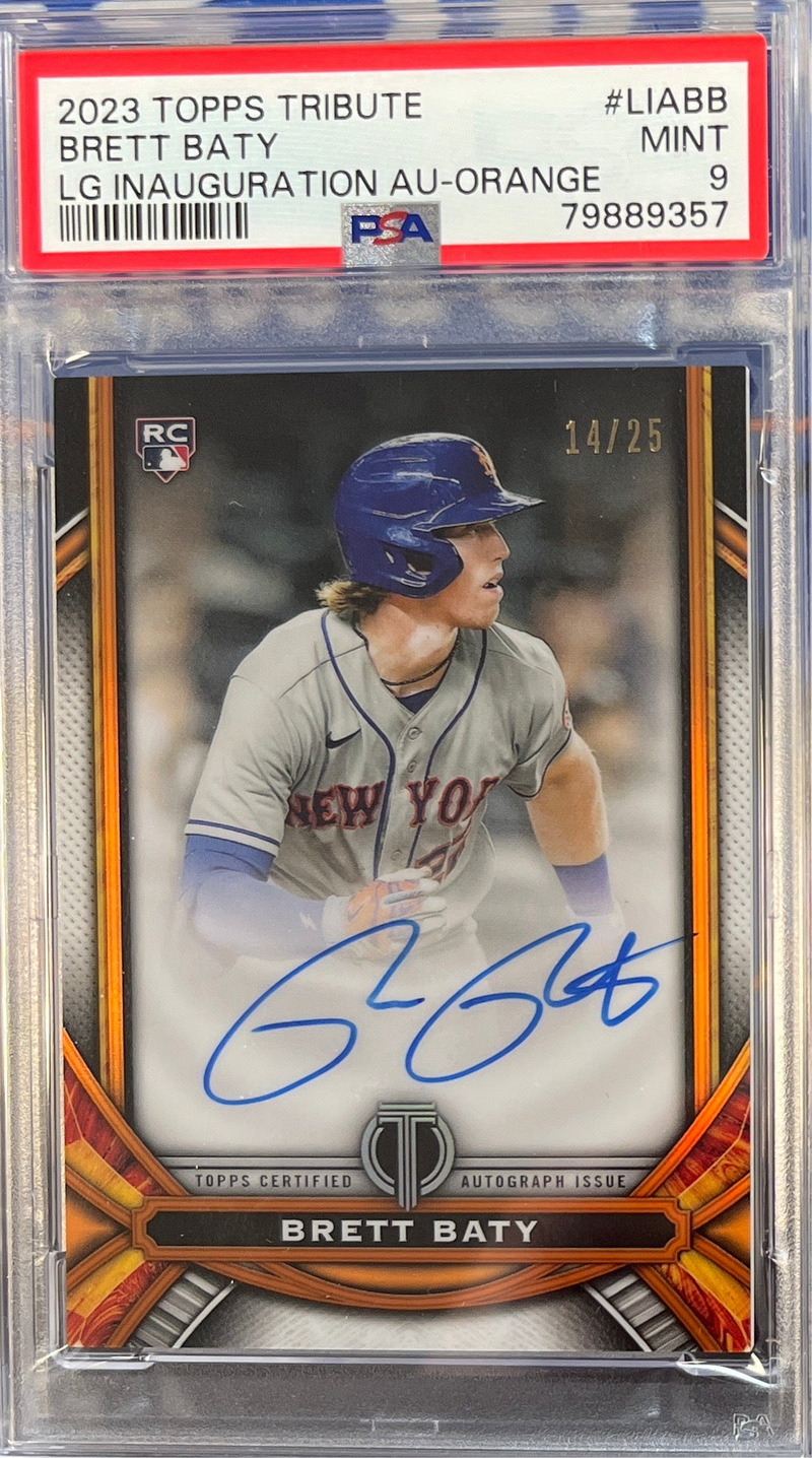 2023 Topps Tribute Brett Baty Orange 14/25 PSA 9