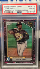 2024 Bowman Draft Leo De Vries Chrome-Fuchsia Lunar Refractor PSA 8