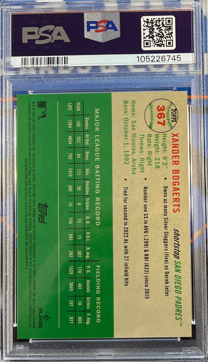 2023 Platinum Anniversary Xander Bogaerts Toile White/Green Ref PSA 9