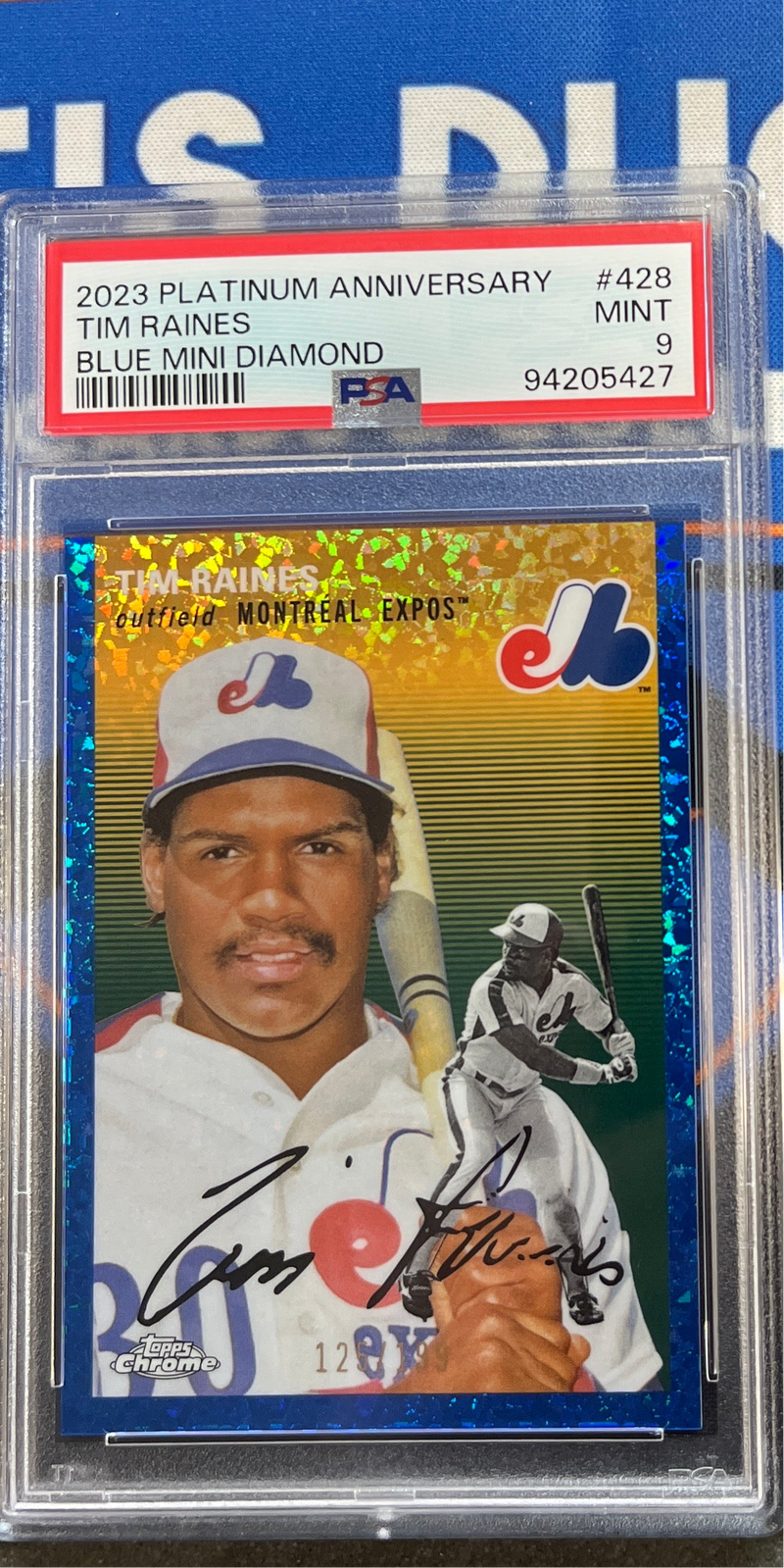 2023 Platinum Anniversary Tim Raines Blue Mini Diamond PSA 9