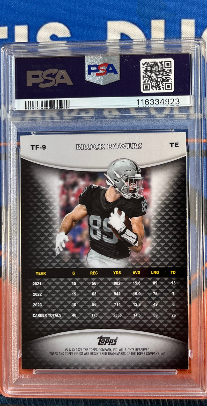 2024 Finest Brock Bowers Team Finest Refractor PSA 9