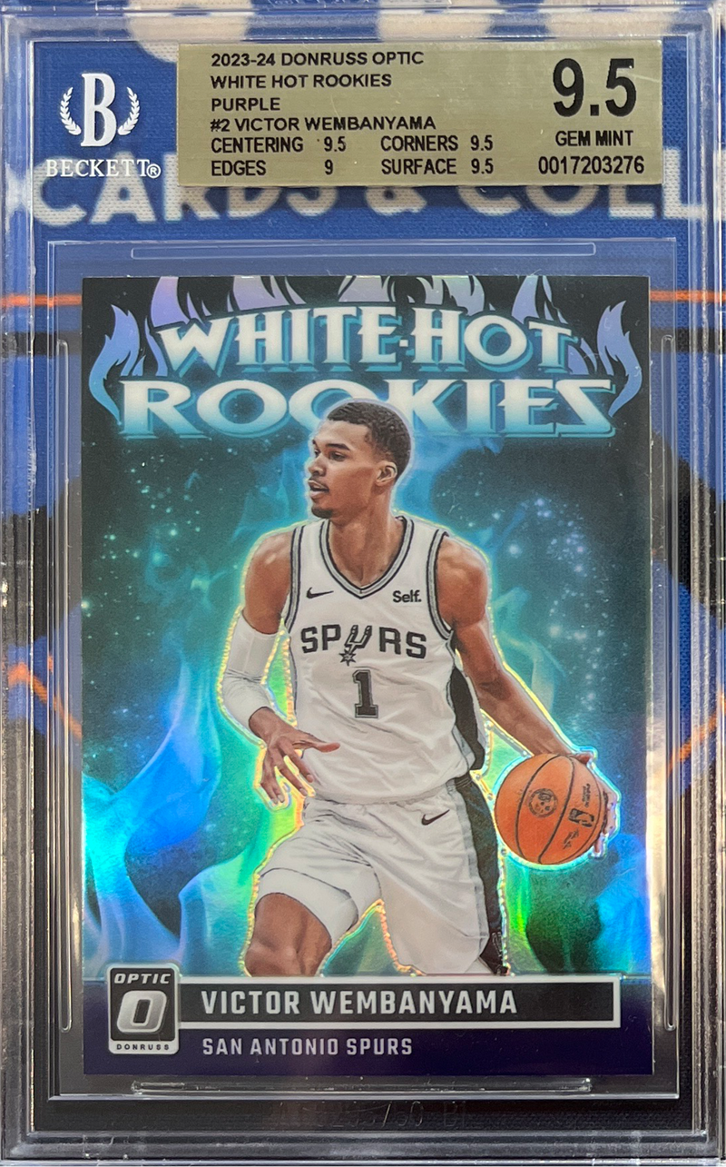 2023-24 Donruss Optic Victor Wembanyama White Hot Rooies Purple BGS 9.5