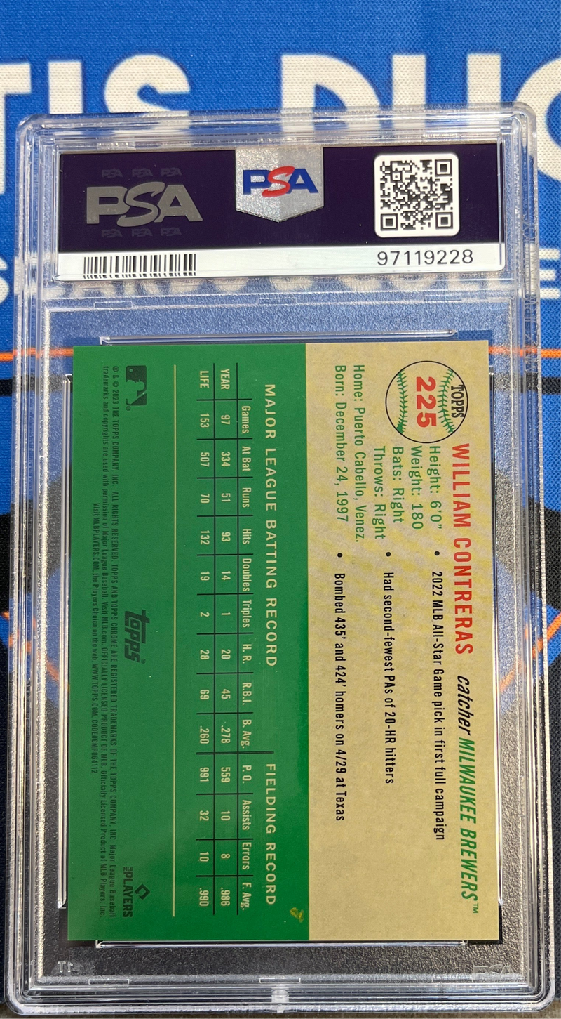 2023 Platinum Anniversary William Contreras Blue Mini Diamond Refractor PSA 9