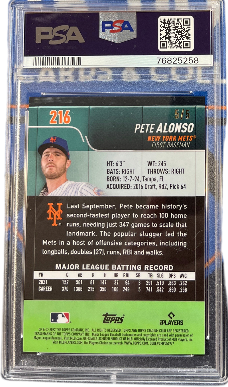 2022 Stadium Club Chrome Pete Alonso Red /5 Refractor PSA 8