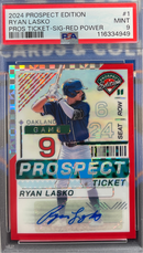 2024 Prospect Edition Ryan Lasko Pros Ticket-Sig-Red Power PSA 9