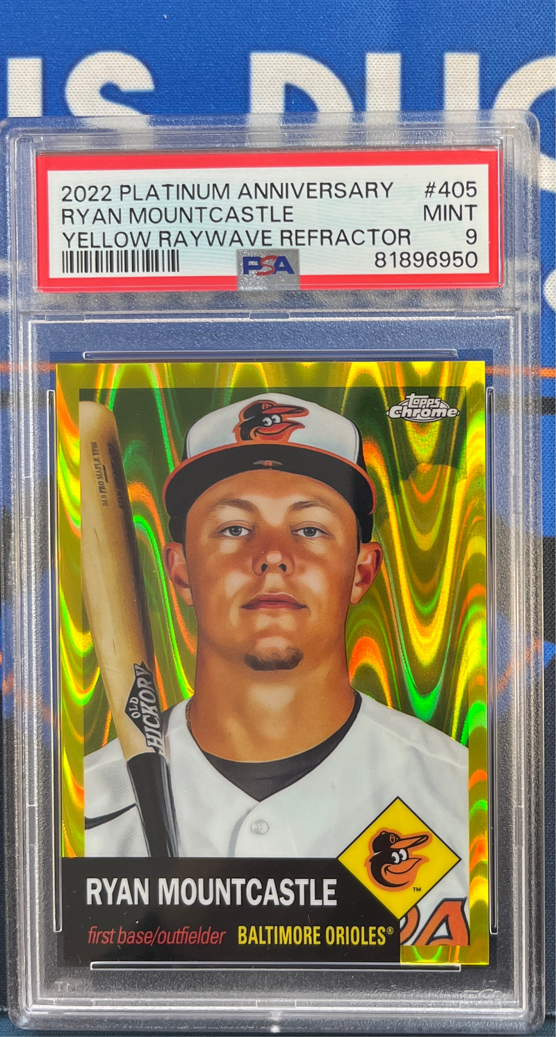 2022 Platinum Anniversary Ryan Mountcastle Yellow Raywave Refractor PSA 9