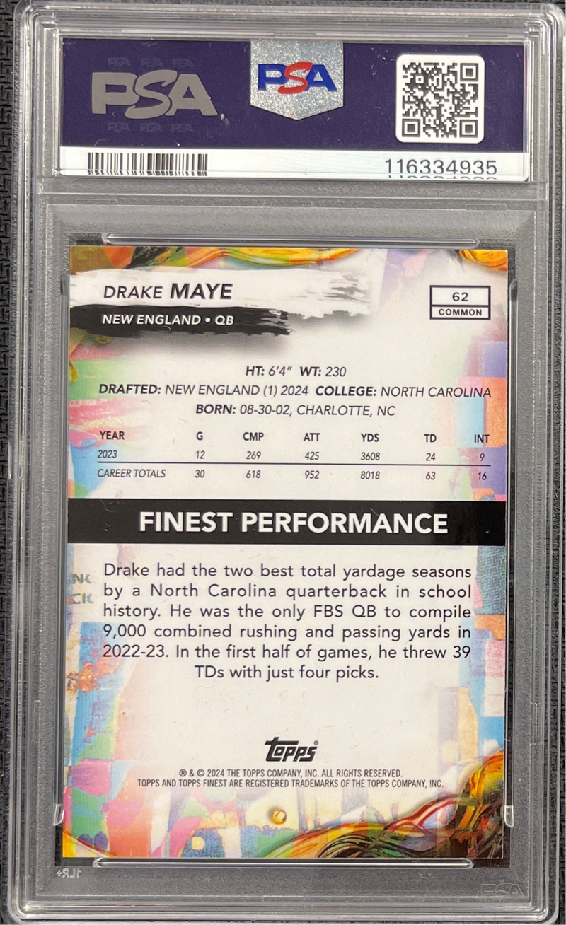 2024 Topps Finest Drake Maye Checkerboard PSA 9