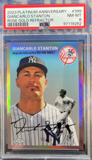 2023 Platinum Anniversary Giancarlo Stanton Rose Gold Refractor PSA 8