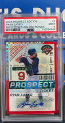 2024 Prospect Edition Ryan Lasko Pros Ticket-Sig-Red Power PSA 9