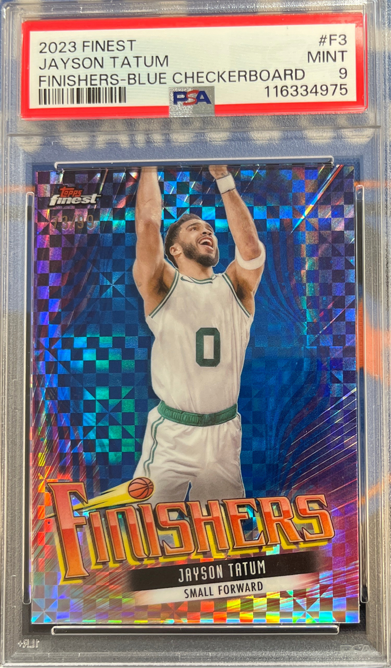 2023 Finest Jayson Tatum Finishers Blue Checkerboard PSA 9