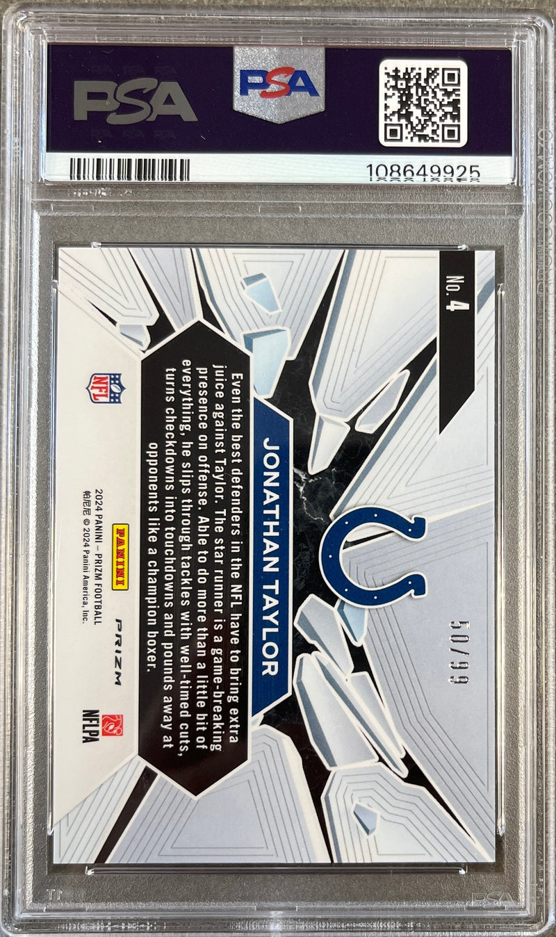 2024 Prizm Jonathan Taylor Prizm Break Blue Ice PSA 9