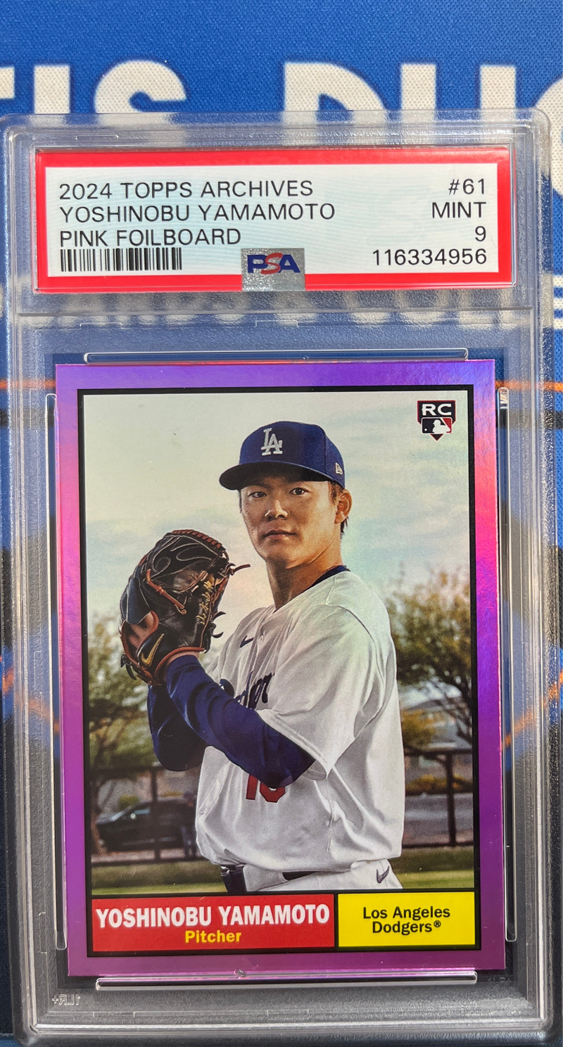 2024 Topps Archives Yoshinobu Yamamoto Pink Foilboard PSA 9