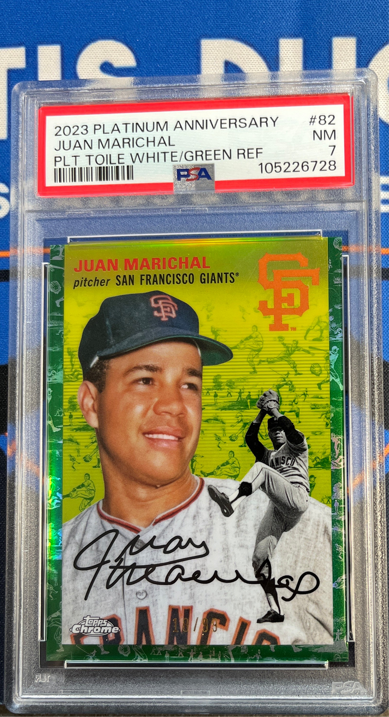 2023 Platinum Anniversary Juan Marichal Toile White/Green Ref PSA 7