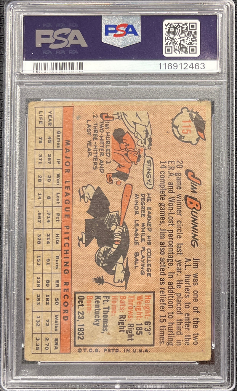 1958 Topps Jim Bunning PSA 1