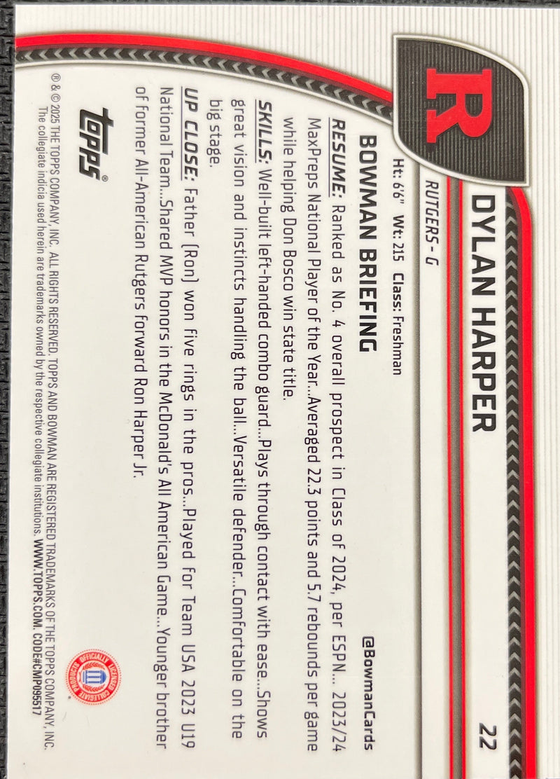 2025 Bowman Chrome U - Dylan Harper 1st Bowman Base Chrome