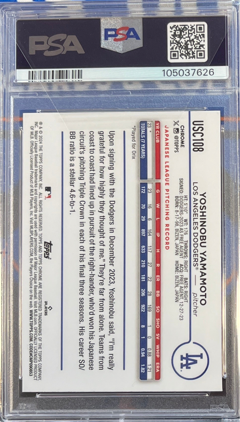 2024 Topps Chrome Update Yoshinobu Yamamoto SP PSA 9