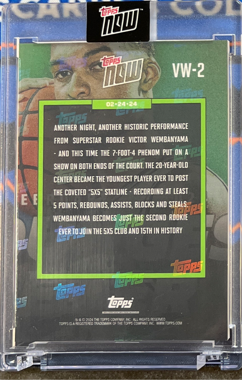 2024 Topps Now Victor Wembanyama "Youngest Ever 5X5" Card