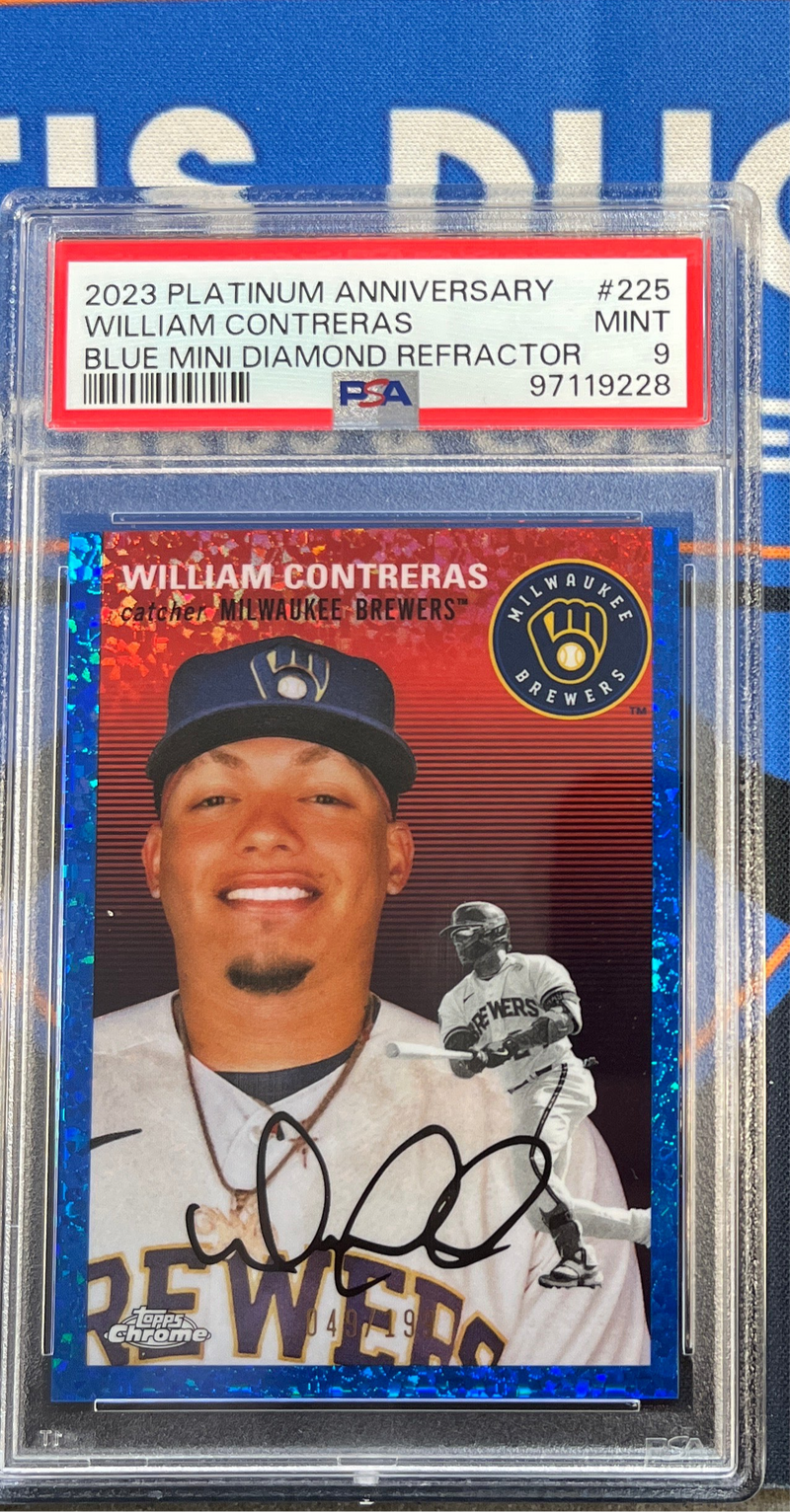 2023 Platinum Anniversary William Contreras Blue Mini Diamond Refractor PSA 9