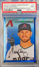 2023 Platinum Anniversary Evan Longoria Blue Mini Diamond Refractor PSA 9
