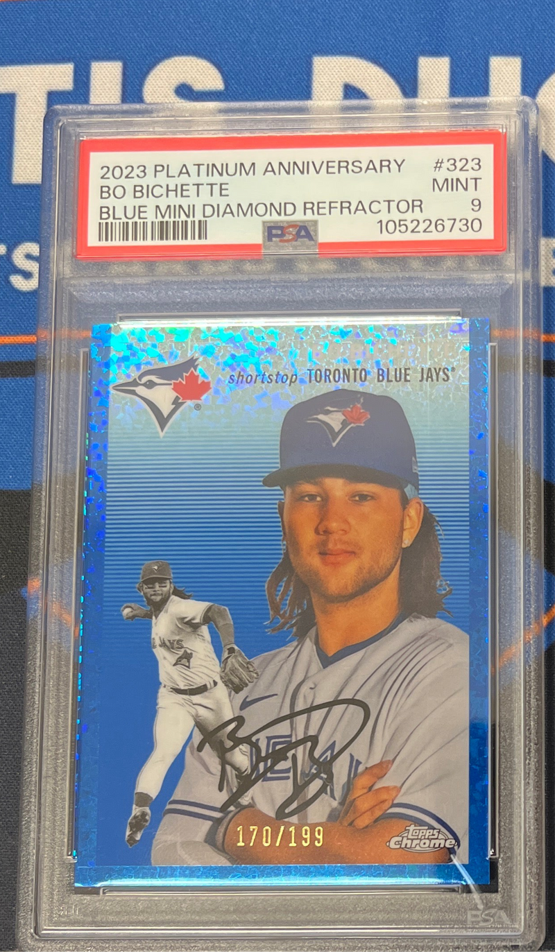 2023 Platinum Anniversary Bo Bichette Blue Mini Diamond Refractor PSA 9