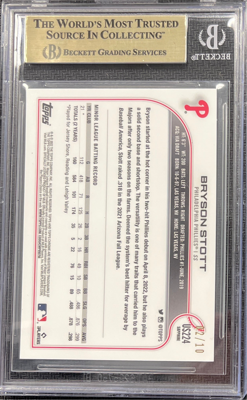 2022 Topps Chrome Update Sapphire Purple Refractor BGS 9.5