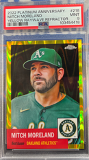2022 Platinum Anniversary Mitch Moreland Yellow Raywave Refractor PSA 9