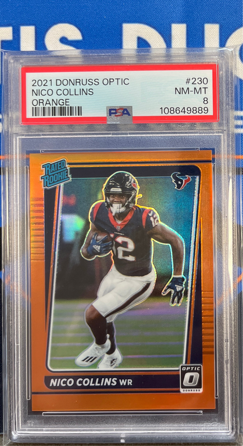 2021 Donruss Optic Nico Collins Orange PSA 8