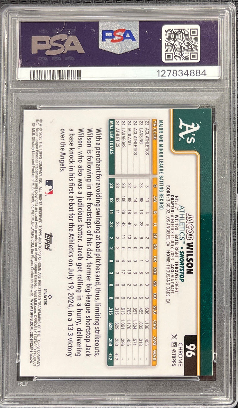 2025 Topps Chrome Jacob Wilson PSA 9