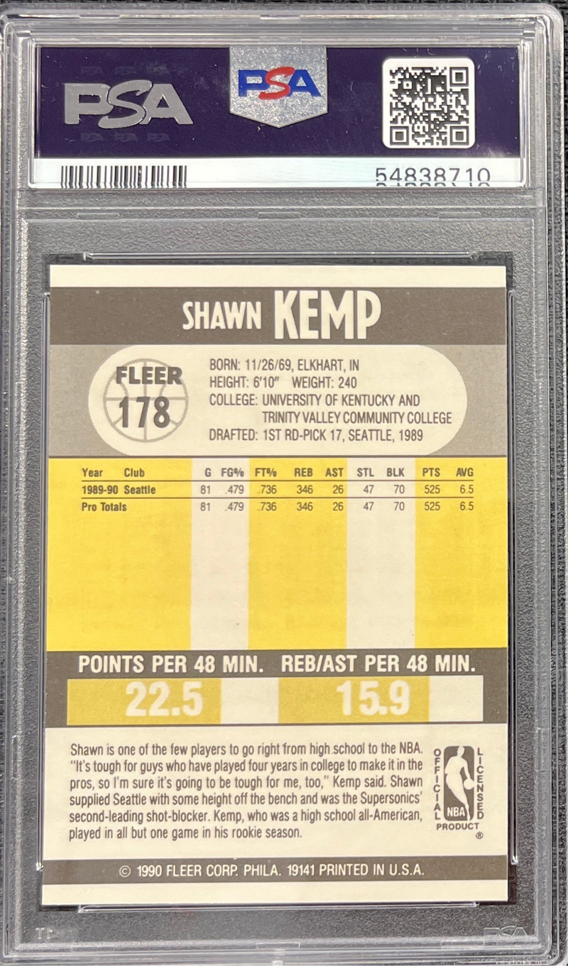 1990 Fleer Shawn Kemp PSA 9