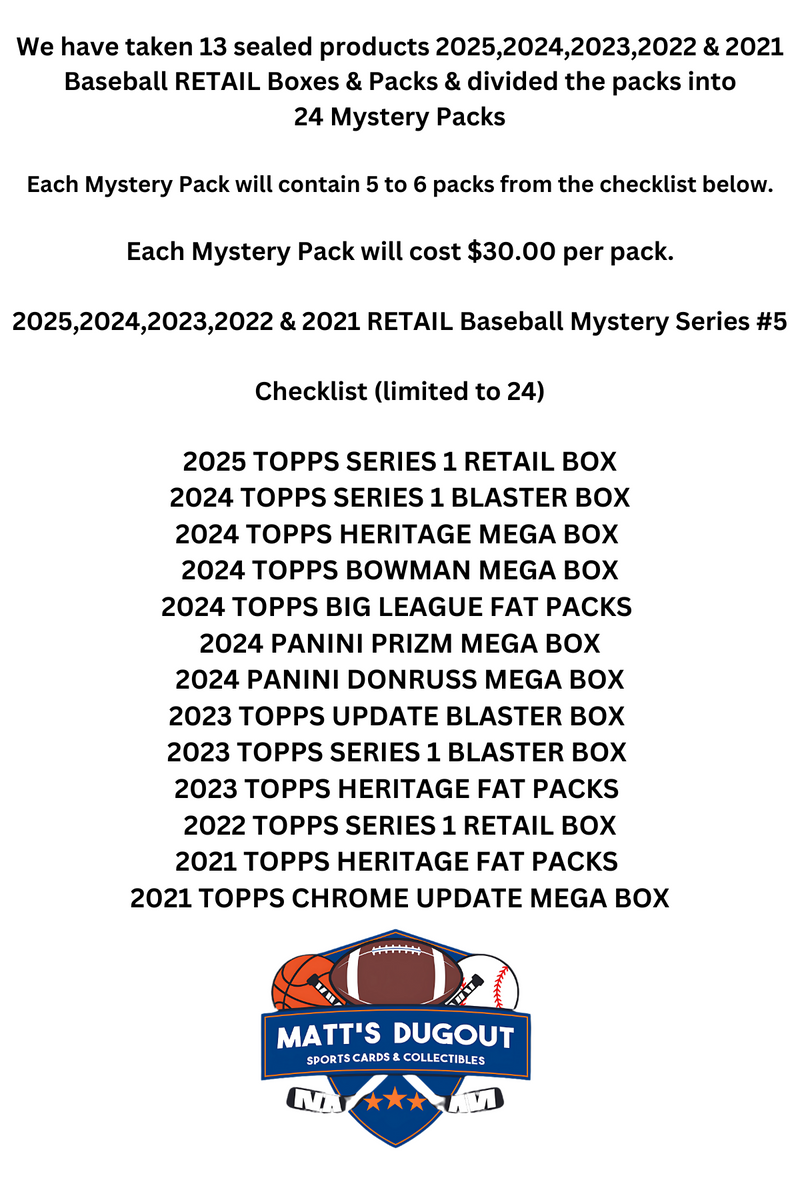 Matt's Dugout RETAIL Baseball Mystery Packs Series