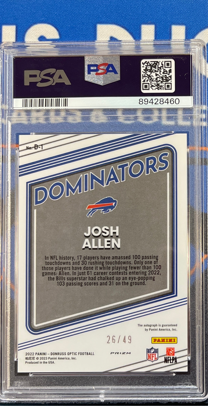 2022 Donruss Optic Josh Allen Dominators-Autograph PSA 10